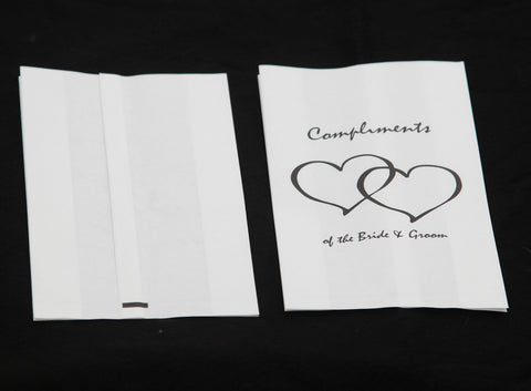 200 Pack Wedding Cake Bags Greaseproof Wax Paper Slice Take Home Favour Heart n Message