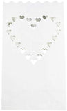 20 Pack White Heart Luminary Paper Candle Tea Light Lantern Bags Garden Wedding Anniversary Birthday Night Decorations Evening Party