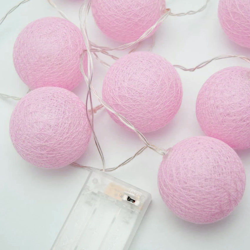 20 Ball Pastel Pink 3m String Light Battery Box 5cm Cotton Ball  Christmas Birthday Bbay Girl Special Occasion Decoration