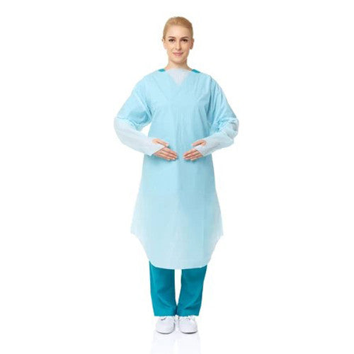 30 Pcs Disposable PPE Gown Protective Workwear Suit Thumb Hook Sleeve Coverall Apron Blue Medical Cleaning Painting