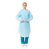 30 Pcs Disposable PPE Gown Protective Workwear Suit Thumb Hook Sleeve Coverall Apron Blue Medical Cleaning Painting