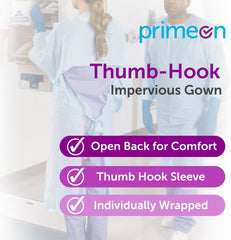 50 Pcs Disposable PPE Gown Protective Workwear Suit Thumb Hook Sleeve Coverall Apron Blue Medical Cleaning Painting
