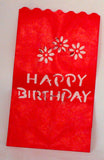 20 Pack Red Happy Birthday Luminary Paper Candle Tea Light Lantern Bags Garden Anniversary Birthday Night Decorations Evening Party