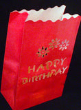 50 Pack Red Happy Birthday Luminary Paper Candle Tea Light Lantern Bags Garden Anniversary Birthday Night Decorations Evening Party