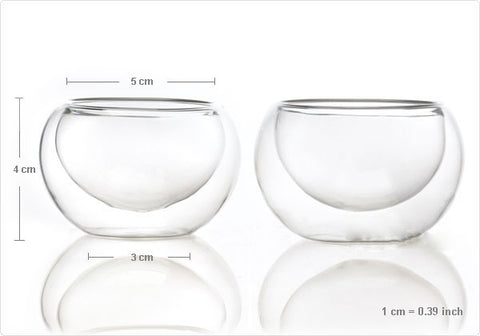 1 Set of Gongfu Chinese Ceremony Tea Set - 6 Glass cups with Infuser and Tealight Candle Pot Warmer