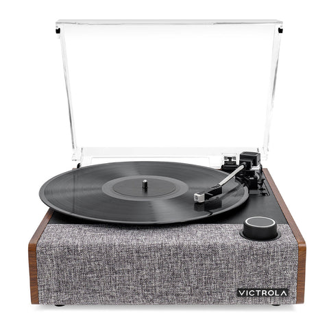 Victrola Eastwood II Turntable - Walnut + Turntable Stand Bundle - Black