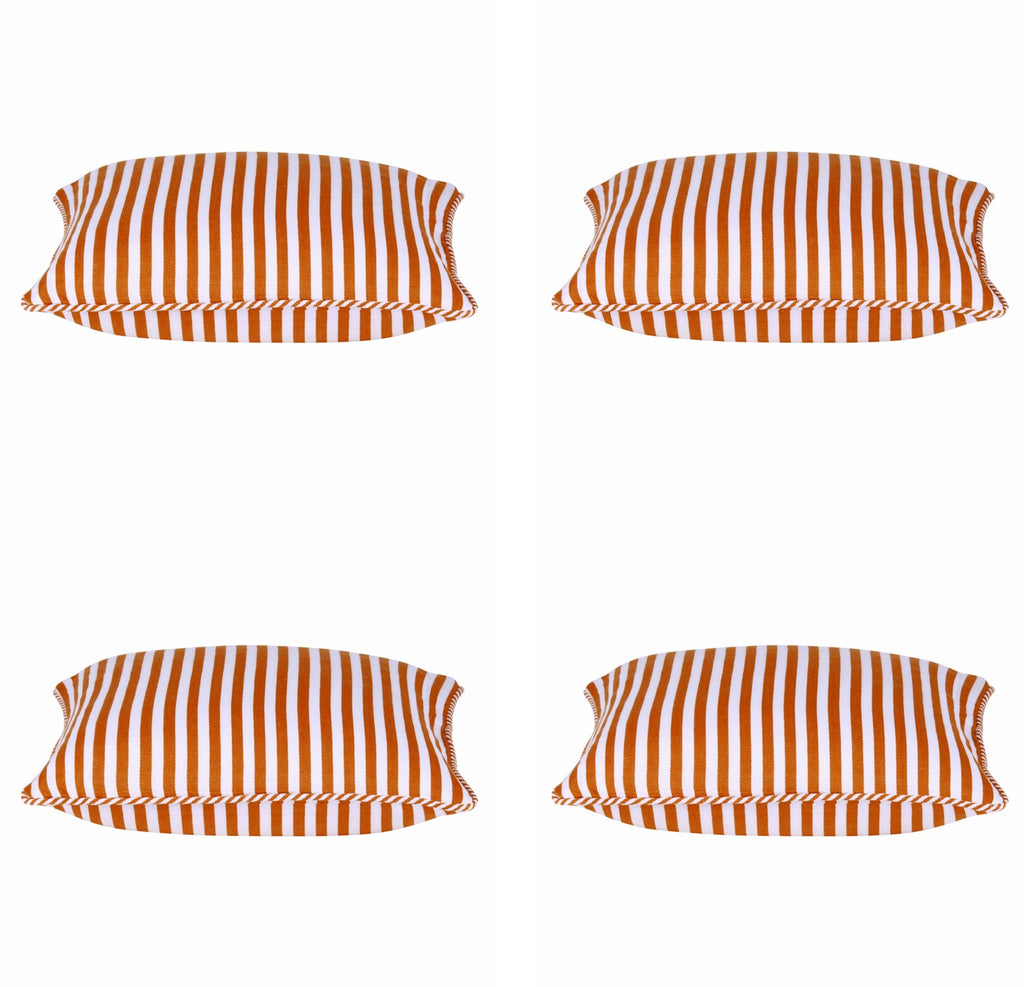 Pack of 4 Dandi Orange & White Striped Nautical Cushion Covers 40x40cm
