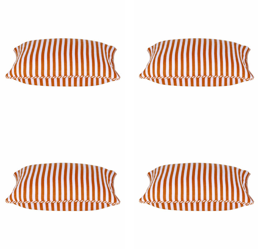 Pack of 4 Dandi Orange & White Striped Nautical Cushion Covers 40x40cm
