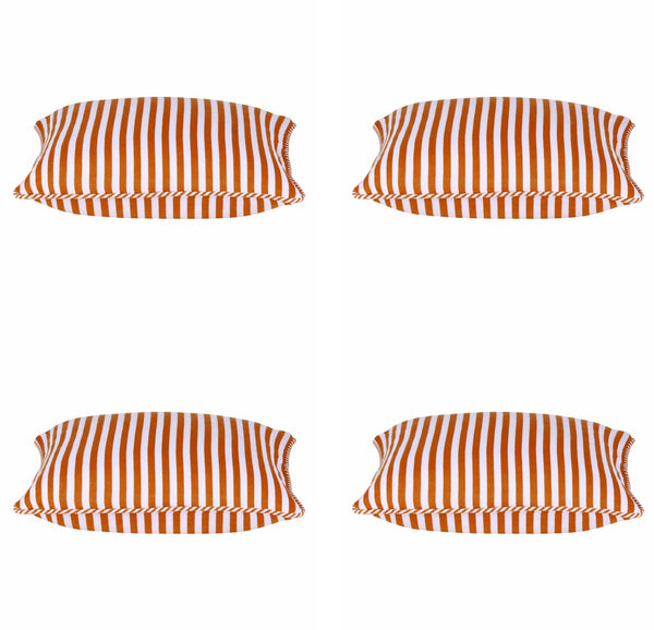 Pack of 4 Dandi Orange & White Striped Nautical Cushion Covers 40x40cm