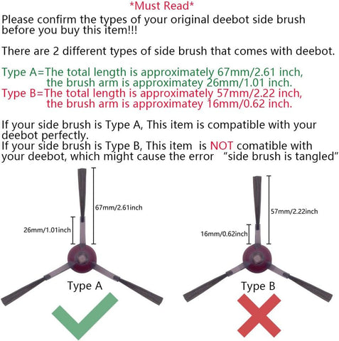 Side Brush Value Pack For Ecovacs Deebot 700/750/920/950/T5/N8/T8/T9/NEO/X1/T20