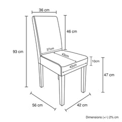 2x Wooden Frame Brown Leatherette Dining Chairs with Solid Pine Legs