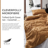 100% Premium Brushed Microfibre Tufted (3Pcs) Quilt Cover Set - Caramel - King Size