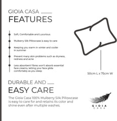 Luxury Pillowcase - 100% Pure Mulberry Silk on Both Sides - Black