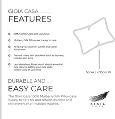 Luxury Pillowcase - 100% Pure Mulberry Silk on Both Sides - White