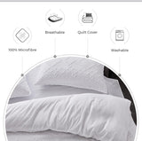 100% Premium Brushed Microfibre Tufted (3Pcs) Quilt Cover Set - White - Super King Size