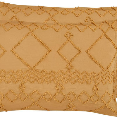 100% Premium Microfibre Tufted Standard Pillowcases - Set of 2 Luxurious Standard Pillow Cover with Elegant Design - Caramel