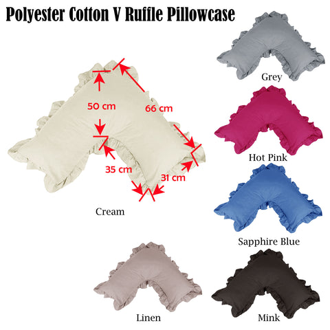 Artex Polyester Cotton V Shape Ruffle Pillowcase Linen