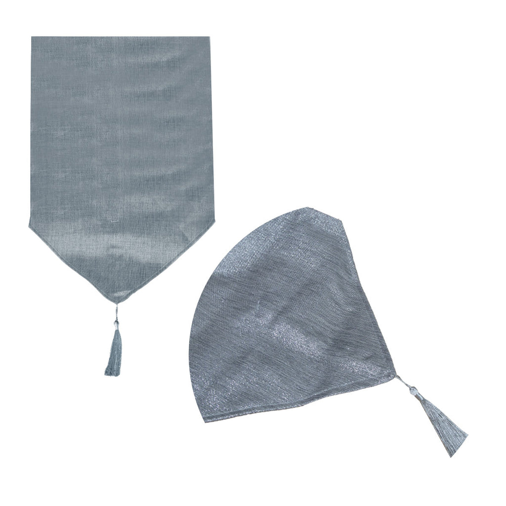 Metallic Texture Table Runner with Tassel 33 x 180 cm Silver
