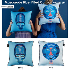 Bedding House Mascarade Blue Filled Square Cushion