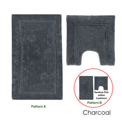 2200GSM 2 Pce Axel 100% Cotton Bath Mat Set Charcoal
