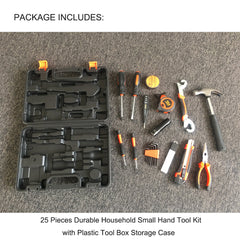25Pcs Household Hand Tools Set Kit Box with Hard Storage Case Home Supplies