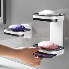 Portable Soap Holder Wall Storage Rack Organizer Bathroom Accessories Double Layer Holder