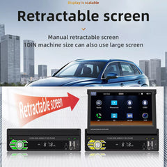 7in Universal Retractable Screen For Apple Carplay AndroidAuto With 12LED Rearview Camera