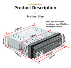 7in Universal Retractable Screen For Apple Carplay AndroidAuto With 12LED Rearview Camera