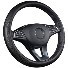 Universal Luxury Steering Wheel Cover 37-38cm All-Season  Non-Slip Fits Most Cars (Black)