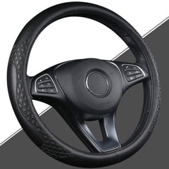 Universal Luxury Steering Wheel Cover 37-38cm All-Season  Non-Slip Fits Most Cars (Black)