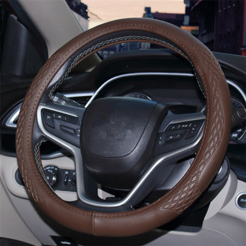 Universal Luxury Steering Wheel Cover 37-38cm All-Season  Non-Slip Fits Most Cars (Black)