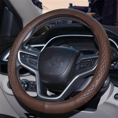 Universal Luxury Steering Wheel Cover 37-38cm All-Season  Non-Slip Fits Most Cars (Black)