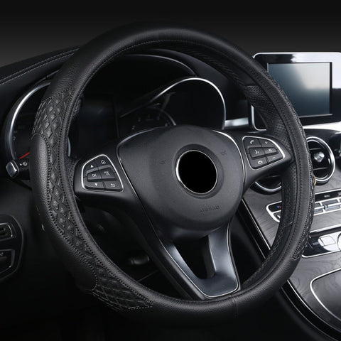 Universal Luxury Steering Wheel Cover 37-38cm All-Season  Non-Slip Fits Most Cars (Brown)