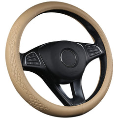 Universal Luxury Steering Wheel Cover 37-38cm All-Season  Non-Slip Fits Most Cars (Beige)
