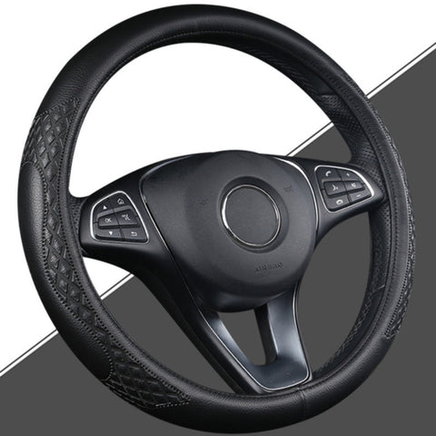 Universal Luxury Steering Wheel Cover 37-38cm All-Season  Non-Slip Fits Most Cars (Beige)