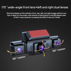 4 Channel 5G WiFi Dashcam FHD 1080P 170° Wide Angle G-Sensor with 64GB Card