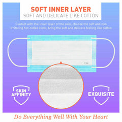 50Pc Face Masks General Daily Protection 3-Layer Anti Bacterial Filter Au Stock