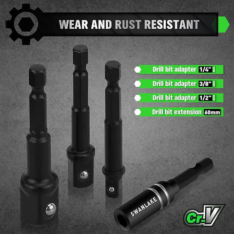 SWANLAKE SWANLAKE 39PCS Magnetic Hex Nut Driver Master Kit,1/4" Quick-Change Hex Shank, SAE & Metric Power Nuts Driver Drill Bit Tools Set,Cr-V Steel