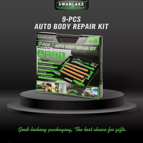 9-Piece Garden Tools Auto Body Hammer Dolly Set Car Body Dent Repair Tool Case