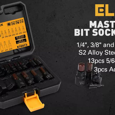 16Pc SAE Hex Bit Impact Socket Set 5/64"-9/16" Allen Socket Set Socket Adapter