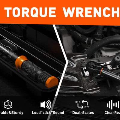 3Pc 1/4" Drive Click Torque Wrench Ratchet Socket Adaptor Extension WorkShop