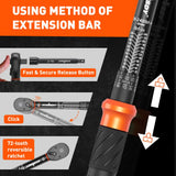 3Pc 1/4" Drive Click Torque Wrench Ratchet Socket Adaptor Extension WorkShop