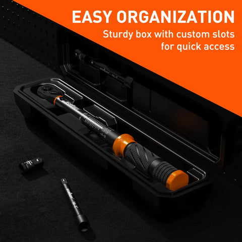 3Pc 1/4" Drive Click Torque Wrench Ratchet Socket Adaptor Extension WorkShop
