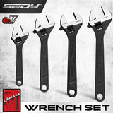 SEDY 4Pc Adjustable Wrench Set Shifter Heavy Duty SAE & Metric Household Repair
