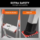5 Step Ladder Multi-Purpose Folding Aluminium Non Slip Platform Household