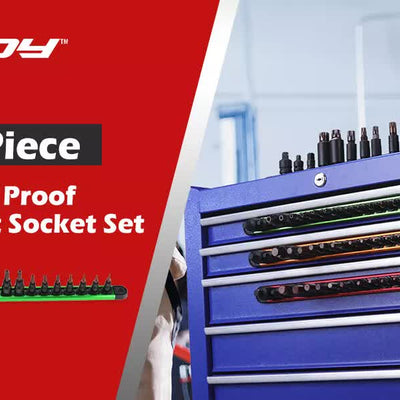 16-Piece Torx Star Bit Socket Set Magnetic Socket Rail Organizer T8-T60 Adapters