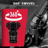 71-Pieces 3/8" Drive Master Impact Socket Set SAE Metric Universal Joint Adapter