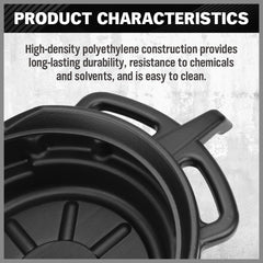 SEDY 15L Oil Change Pan Drain Tray Portable Dish Coolant Recovery Pan Black