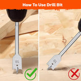 6-Pieces Flat Wood Boring Spade Drill Bit Set Drillbits 10-25mm Bits 1/4" Shank