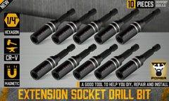 10Pc Magnetic Extension Socket Drill Bit Holder 1/4" Hex Screwdriver Nut Driver